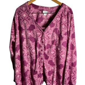 NWT Jaclyn Smith Pink Patterned Pajama Top & Bottom Set Soft Fleece